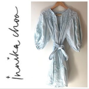 Innika Choo Hand Smocked Linen Mini Smock Dress Size 1 - Small 💎
